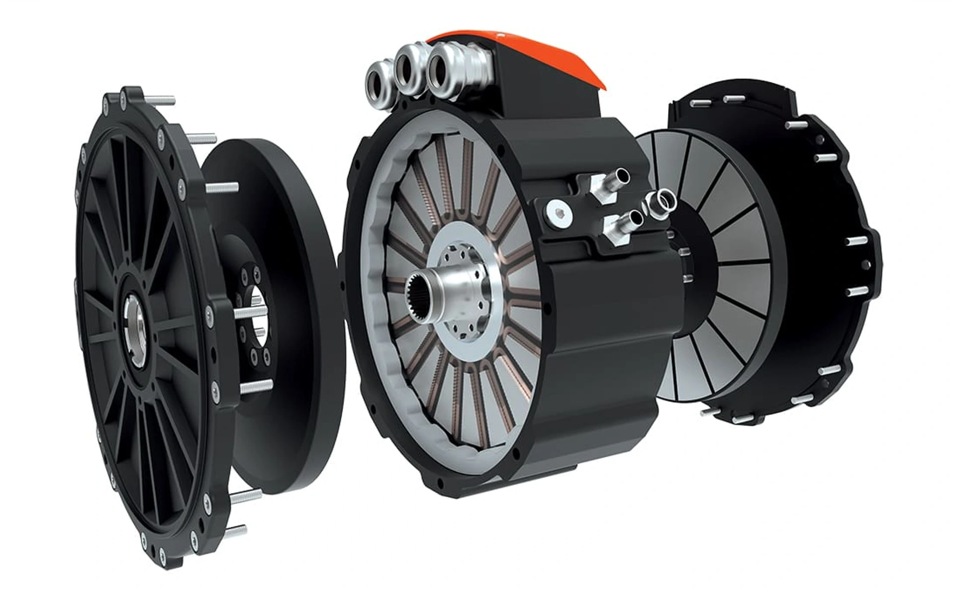 Axial-flux electric motor exploded view